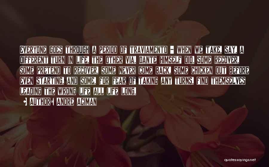 Andre Aciman Quotes: Everyone Goes Through A Period Of Traviamento - When We Take, Say, A Different Turn In Life, The Other Via.