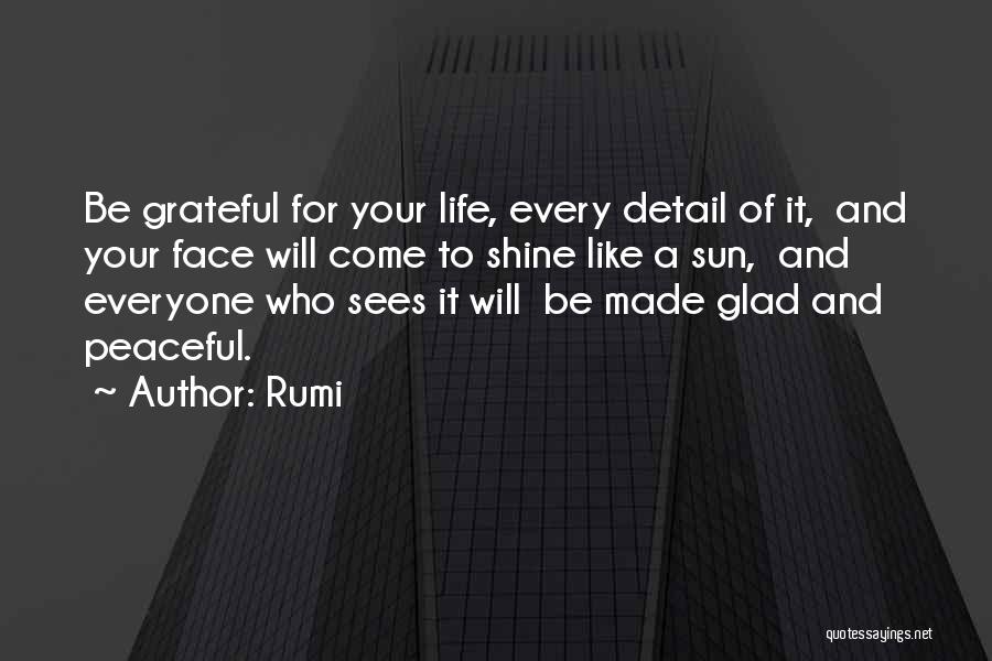 Rumi Quotes: Be Grateful For Your Life, Every Detail Of It, And Your Face Will Come To Shine Like A Sun, And