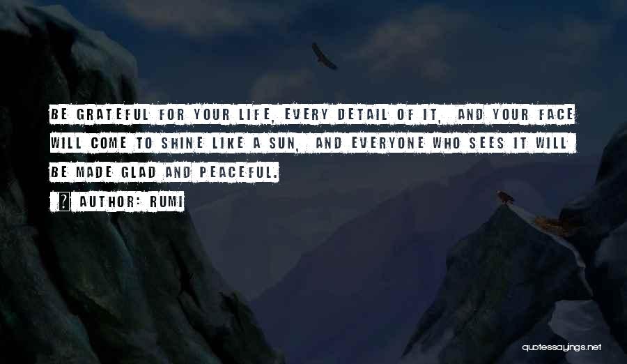 Rumi Quotes: Be Grateful For Your Life, Every Detail Of It, And Your Face Will Come To Shine Like A Sun, And