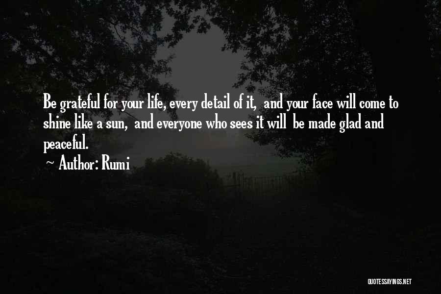 Rumi Quotes: Be Grateful For Your Life, Every Detail Of It, And Your Face Will Come To Shine Like A Sun, And