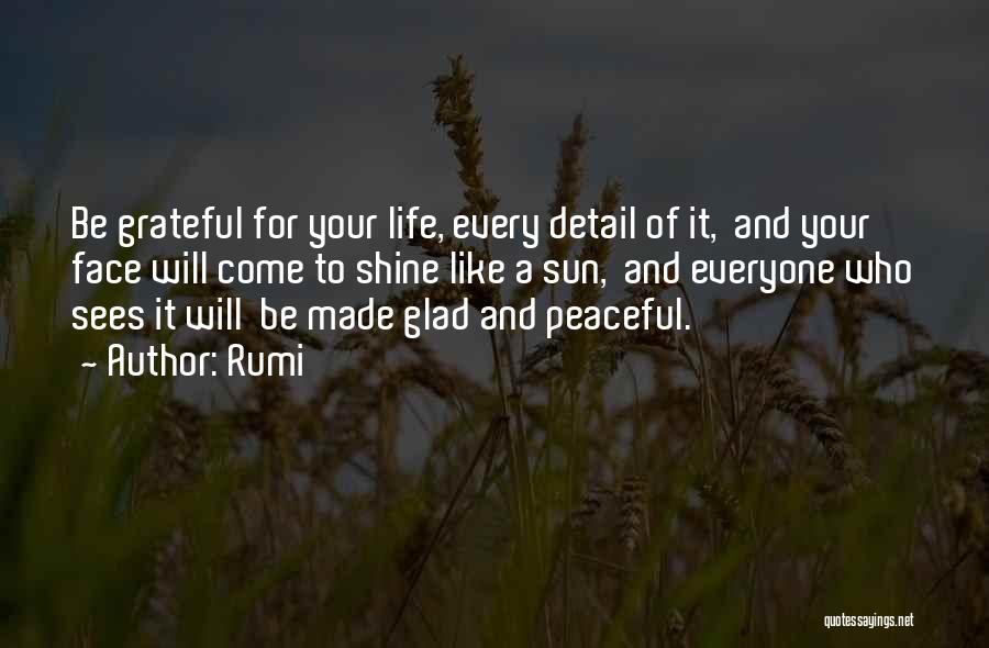Rumi Quotes: Be Grateful For Your Life, Every Detail Of It, And Your Face Will Come To Shine Like A Sun, And