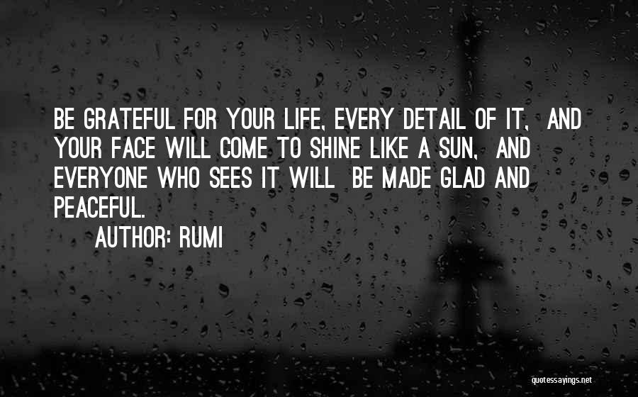 Rumi Quotes: Be Grateful For Your Life, Every Detail Of It, And Your Face Will Come To Shine Like A Sun, And