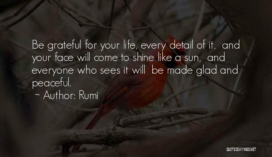 Rumi Quotes: Be Grateful For Your Life, Every Detail Of It, And Your Face Will Come To Shine Like A Sun, And