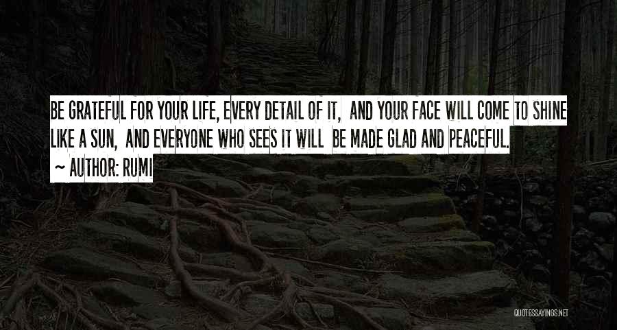 Rumi Quotes: Be Grateful For Your Life, Every Detail Of It, And Your Face Will Come To Shine Like A Sun, And