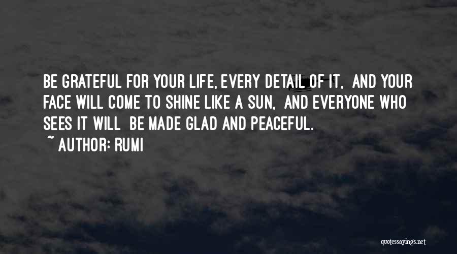 Rumi Quotes: Be Grateful For Your Life, Every Detail Of It, And Your Face Will Come To Shine Like A Sun, And