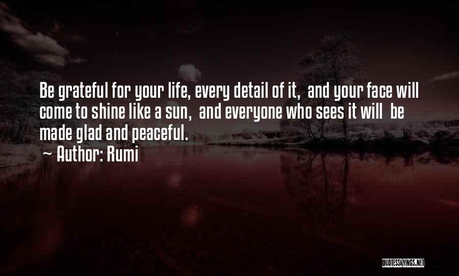 Rumi Quotes: Be Grateful For Your Life, Every Detail Of It, And Your Face Will Come To Shine Like A Sun, And