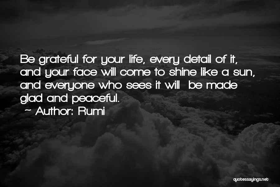 Rumi Quotes: Be Grateful For Your Life, Every Detail Of It, And Your Face Will Come To Shine Like A Sun, And