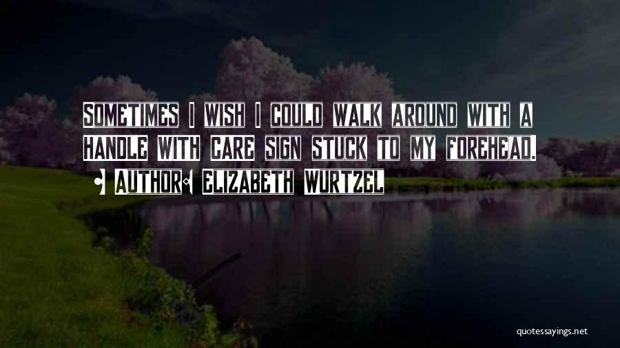 Elizabeth Wurtzel Quotes: Sometimes I Wish I Could Walk Around With A Handle With Care Sign Stuck To My Forehead.