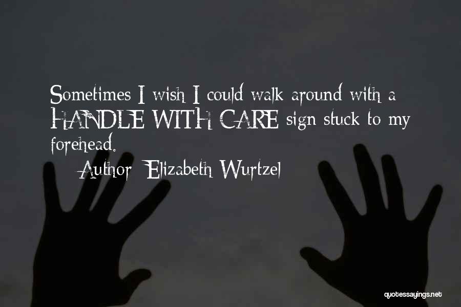 Elizabeth Wurtzel Quotes: Sometimes I Wish I Could Walk Around With A Handle With Care Sign Stuck To My Forehead.