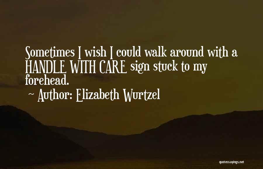 Elizabeth Wurtzel Quotes: Sometimes I Wish I Could Walk Around With A Handle With Care Sign Stuck To My Forehead.