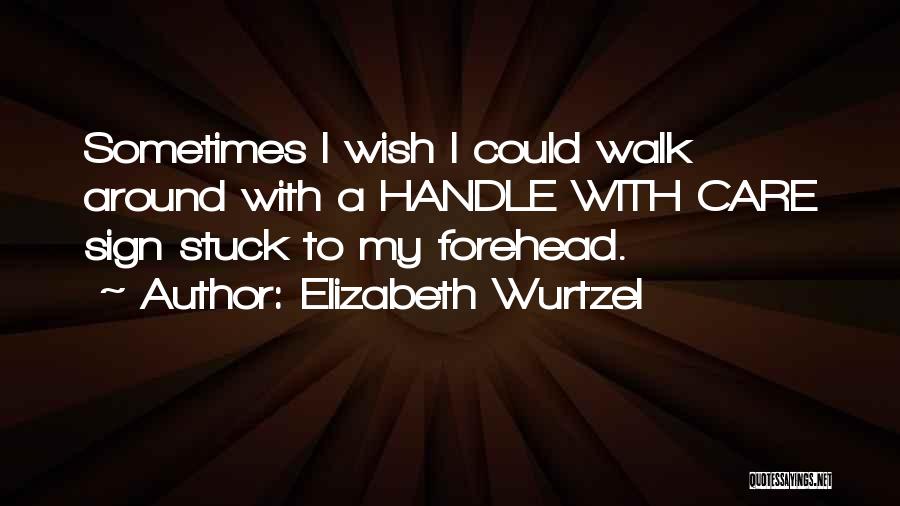 Elizabeth Wurtzel Quotes: Sometimes I Wish I Could Walk Around With A Handle With Care Sign Stuck To My Forehead.