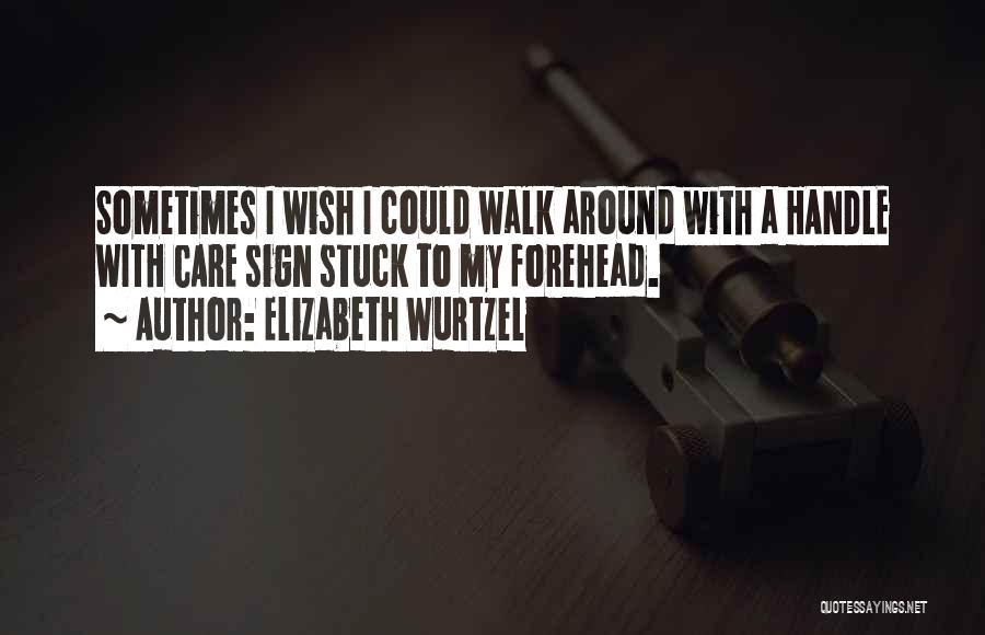 Elizabeth Wurtzel Quotes: Sometimes I Wish I Could Walk Around With A Handle With Care Sign Stuck To My Forehead.