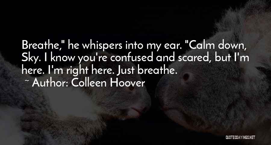 Colleen Hoover Quotes: Breathe, He Whispers Into My Ear. Calm Down, Sky. I Know You're Confused And Scared, But I'm Here. I'm Right