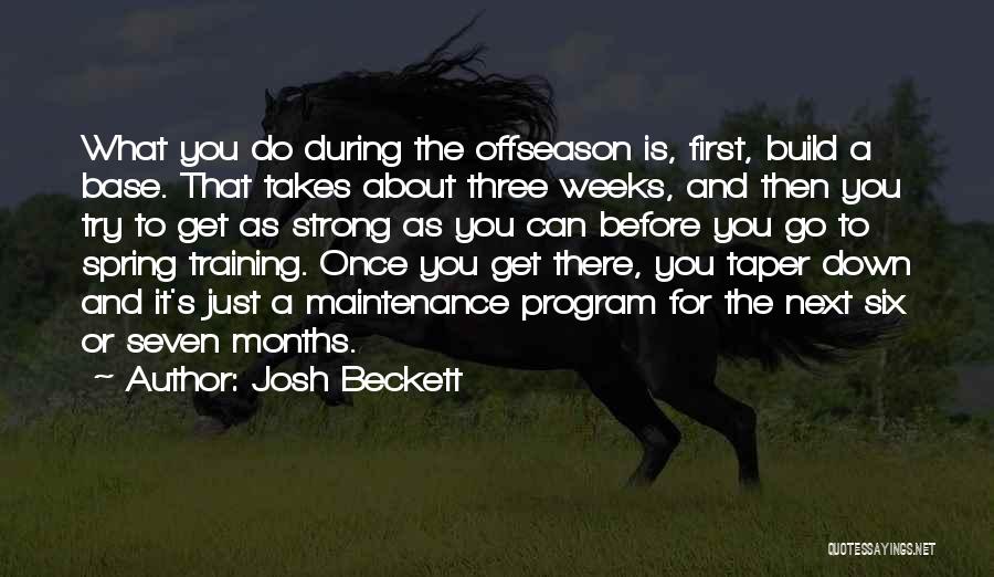 Josh Beckett Quotes: What You Do During The Offseason Is, First, Build A Base. That Takes About Three Weeks, And Then You Try