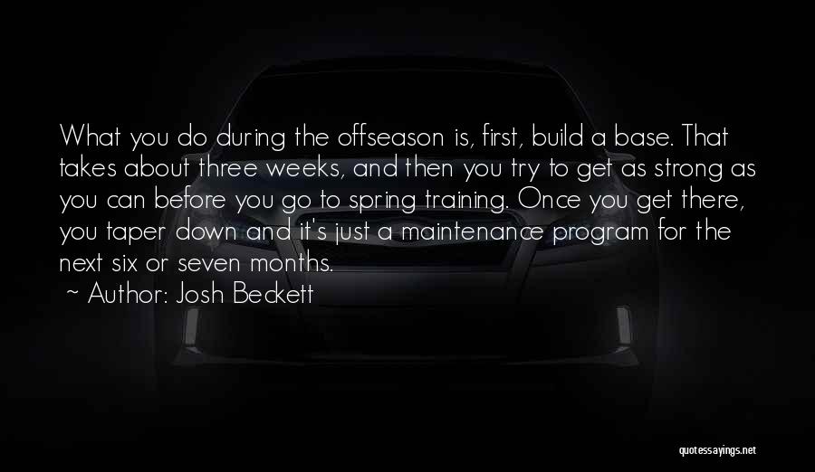 Josh Beckett Quotes: What You Do During The Offseason Is, First, Build A Base. That Takes About Three Weeks, And Then You Try