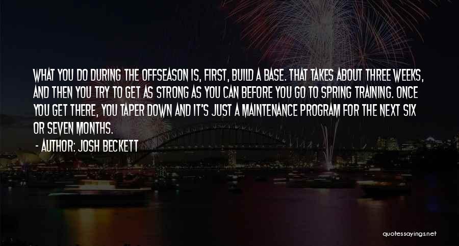 Josh Beckett Quotes: What You Do During The Offseason Is, First, Build A Base. That Takes About Three Weeks, And Then You Try