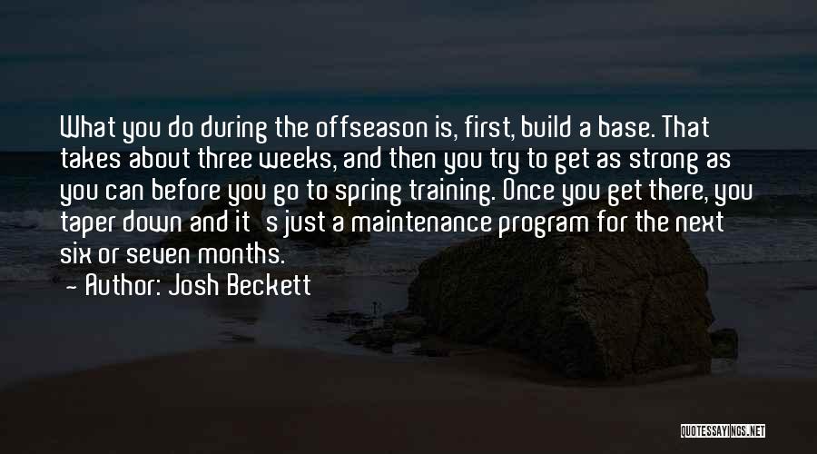 Josh Beckett Quotes: What You Do During The Offseason Is, First, Build A Base. That Takes About Three Weeks, And Then You Try