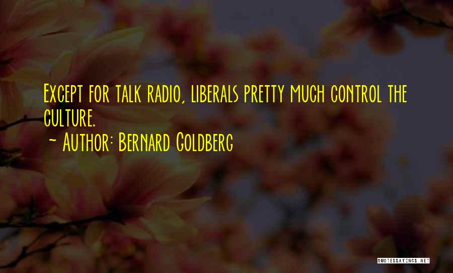 Bernard Goldberg Quotes: Except For Talk Radio, Liberals Pretty Much Control The Culture.