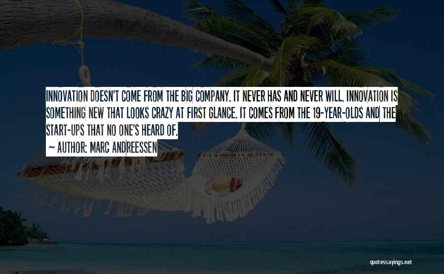 Marc Andreessen Quotes: Innovation Doesn't Come From The Big Company. It Never Has And Never Will. Innovation Is Something New That Looks Crazy