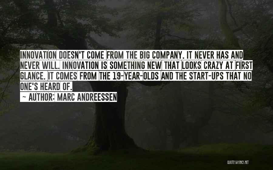 Marc Andreessen Quotes: Innovation Doesn't Come From The Big Company. It Never Has And Never Will. Innovation Is Something New That Looks Crazy