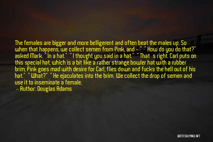 Douglas Adams Quotes: The Females Are Bigger And More Belligerent And Often Beat The Males Up. So When That Happens, We Collect Semen