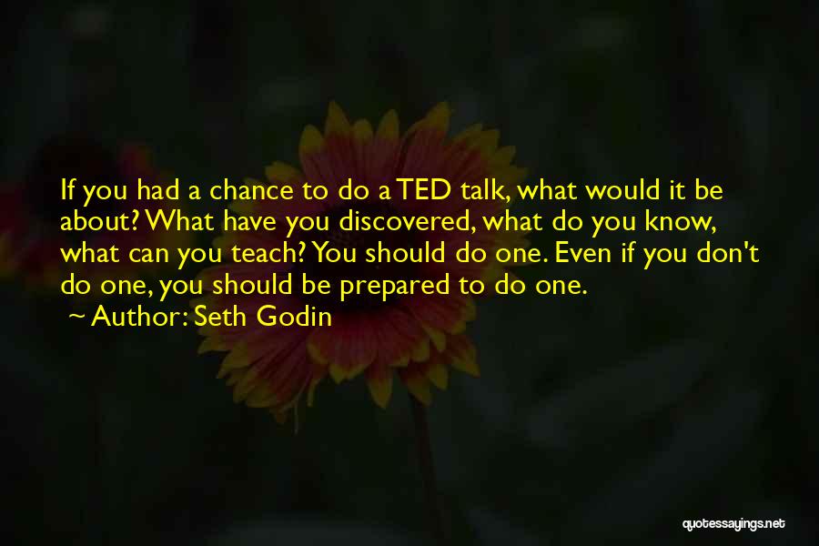 Seth Godin Quotes: If You Had A Chance To Do A Ted Talk, What Would It Be About? What Have You Discovered, What