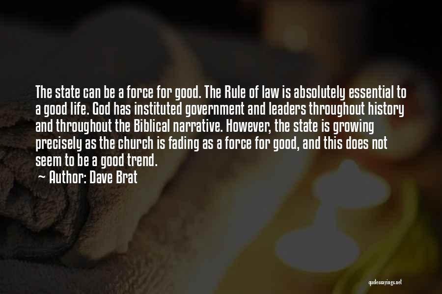 Dave Brat Quotes: The State Can Be A Force For Good. The Rule Of Law Is Absolutely Essential To A Good Life. God