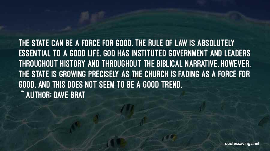 Dave Brat Quotes: The State Can Be A Force For Good. The Rule Of Law Is Absolutely Essential To A Good Life. God