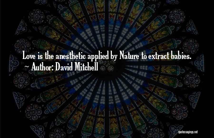 David Mitchell Quotes: Love Is The Anesthetic Applied By Nature To Extract Babies.