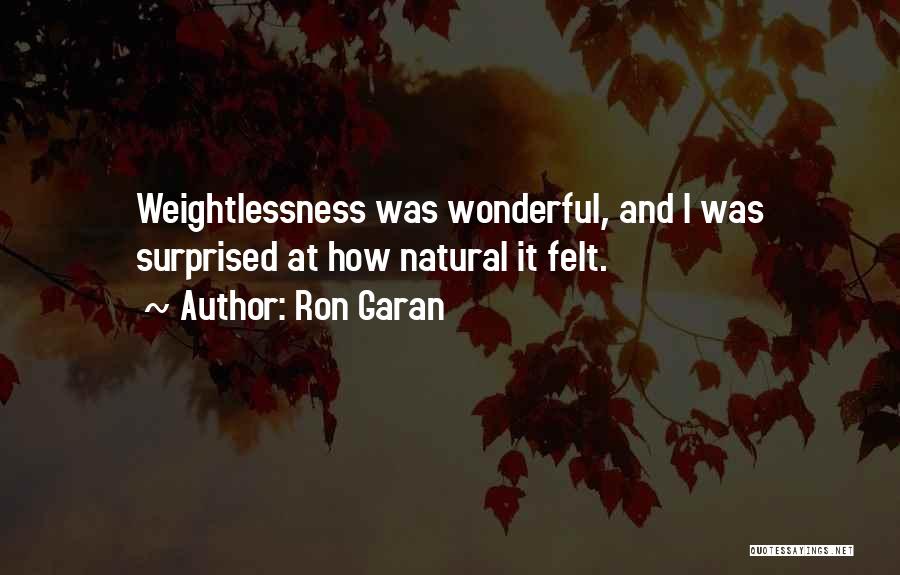 Ron Garan Quotes: Weightlessness Was Wonderful, And I Was Surprised At How Natural It Felt.