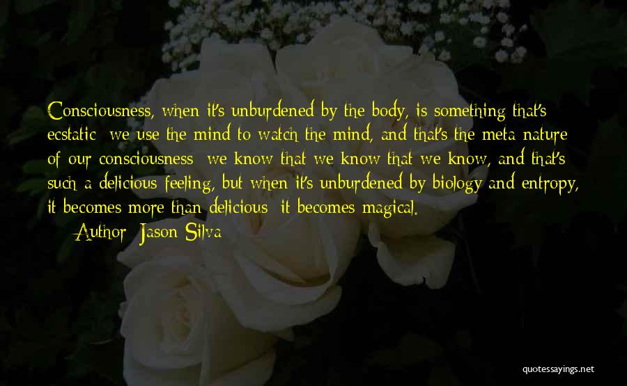 Jason Silva Quotes: Consciousness, When It's Unburdened By The Body, Is Something That's Ecstatic; We Use The Mind To Watch The Mind, And