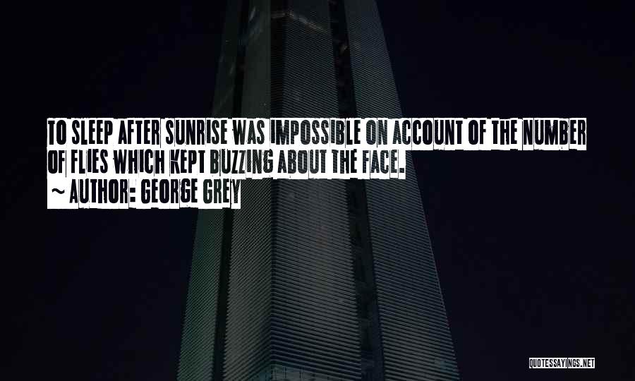 George Grey Quotes: To Sleep After Sunrise Was Impossible On Account Of The Number Of Flies Which Kept Buzzing About The Face.