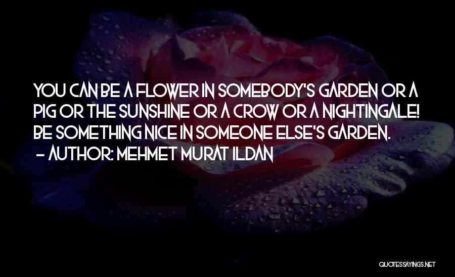 Mehmet Murat Ildan Quotes: You Can Be A Flower In Somebody's Garden Or A Pig Or The Sunshine Or A Crow Or A Nightingale!