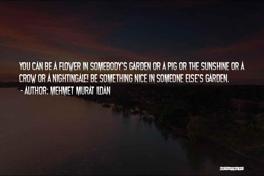 Mehmet Murat Ildan Quotes: You Can Be A Flower In Somebody's Garden Or A Pig Or The Sunshine Or A Crow Or A Nightingale!