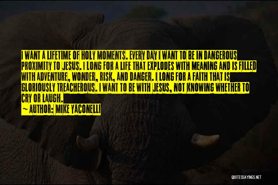 Mike Yaconelli Quotes: I Want A Lifetime Of Holy Moments. Every Day I Want To Be In Dangerous Proximity To Jesus. I Long