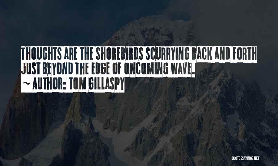 Tom Gillaspy Quotes: Thoughts Are The Shorebirds Scurrying Back And Forth Just Beyond The Edge Of Oncoming Wave.