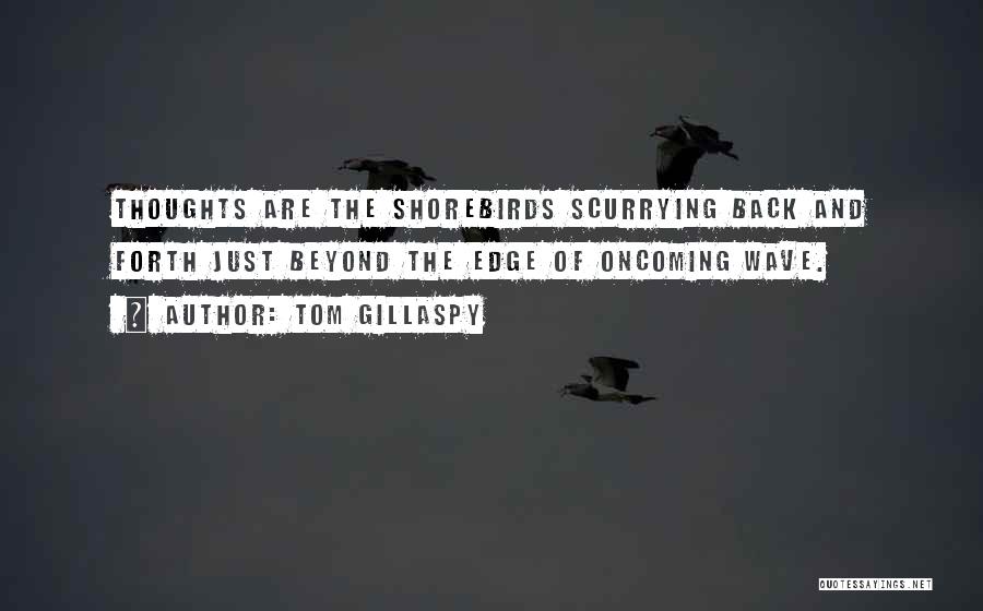 Tom Gillaspy Quotes: Thoughts Are The Shorebirds Scurrying Back And Forth Just Beyond The Edge Of Oncoming Wave.