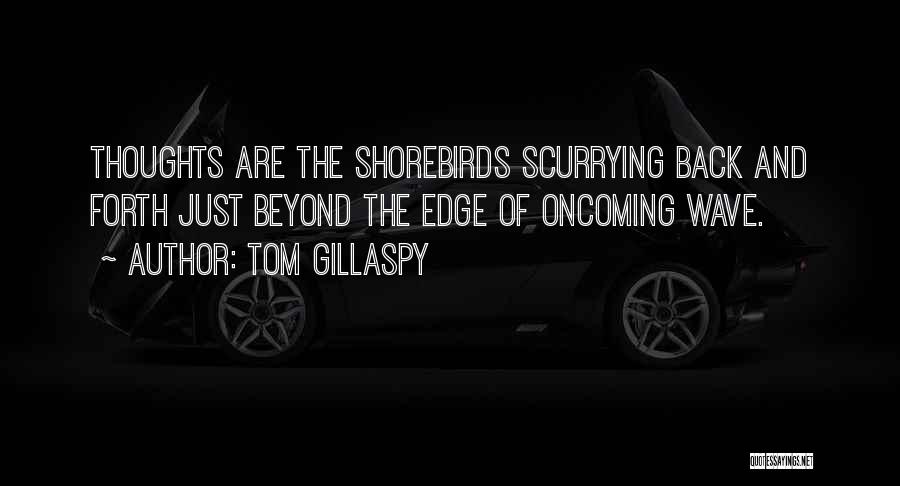 Tom Gillaspy Quotes: Thoughts Are The Shorebirds Scurrying Back And Forth Just Beyond The Edge Of Oncoming Wave.