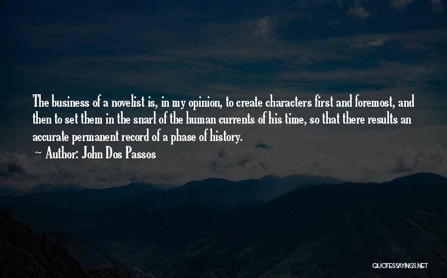 John Dos Passos Quotes: The Business Of A Novelist Is, In My Opinion, To Create Characters First And Foremost, And Then To Set Them