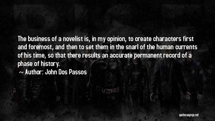 John Dos Passos Quotes: The Business Of A Novelist Is, In My Opinion, To Create Characters First And Foremost, And Then To Set Them