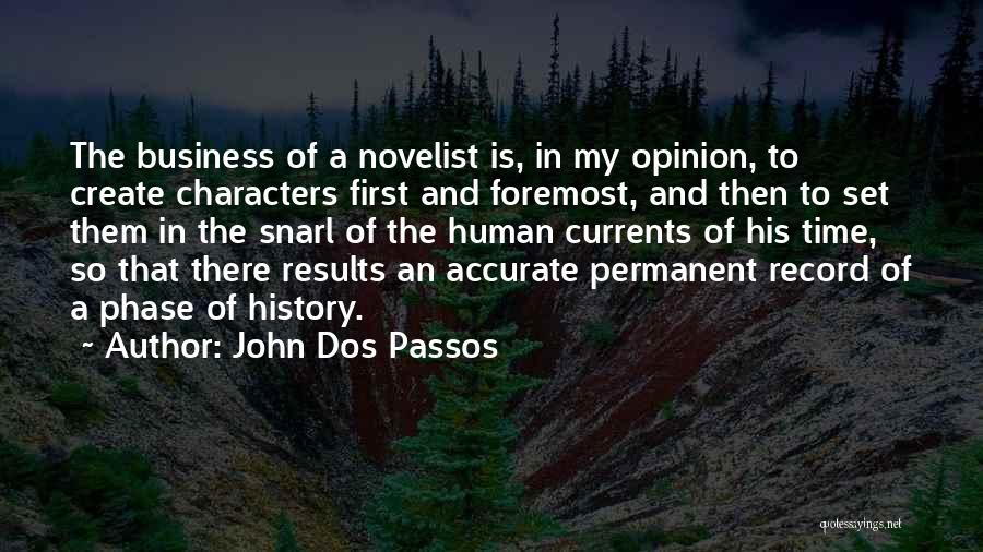 John Dos Passos Quotes: The Business Of A Novelist Is, In My Opinion, To Create Characters First And Foremost, And Then To Set Them