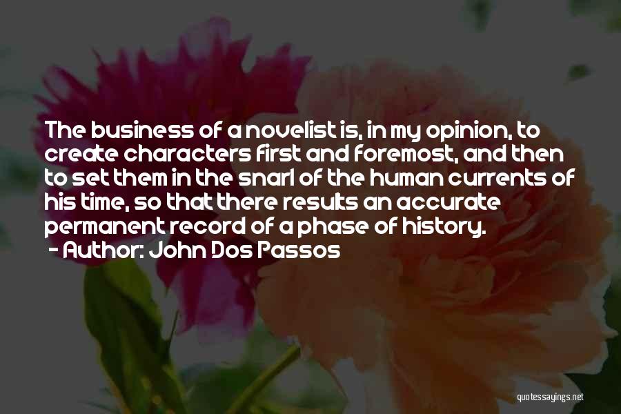 John Dos Passos Quotes: The Business Of A Novelist Is, In My Opinion, To Create Characters First And Foremost, And Then To Set Them