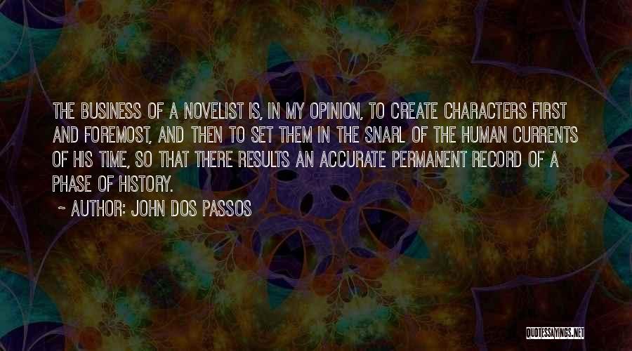 John Dos Passos Quotes: The Business Of A Novelist Is, In My Opinion, To Create Characters First And Foremost, And Then To Set Them