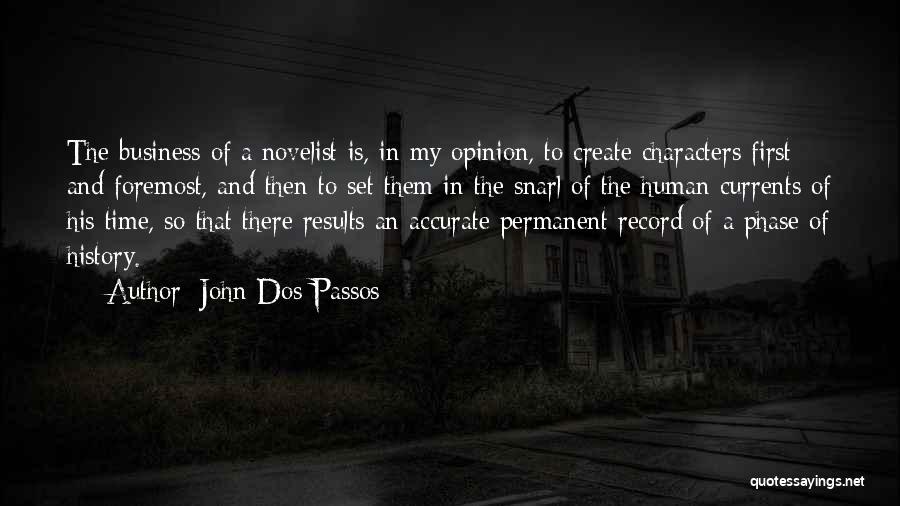 John Dos Passos Quotes: The Business Of A Novelist Is, In My Opinion, To Create Characters First And Foremost, And Then To Set Them