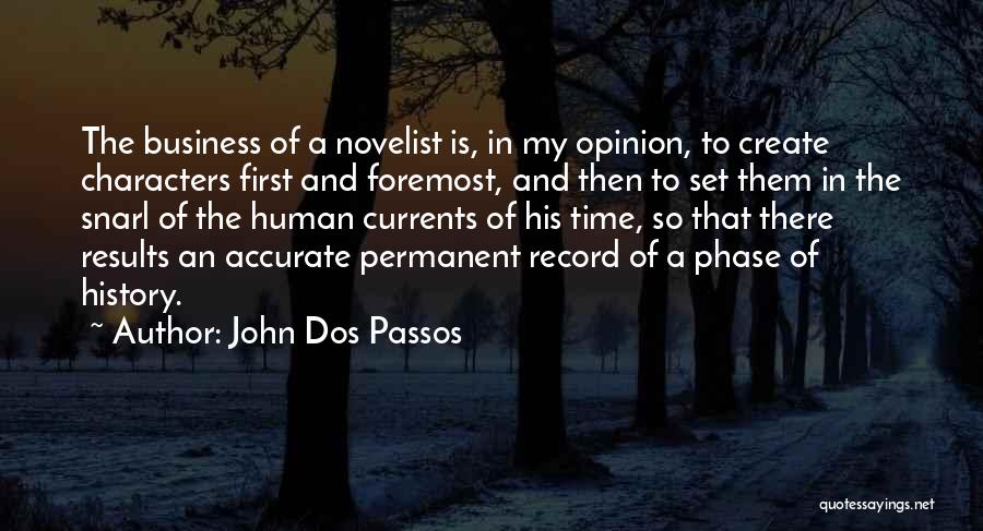 John Dos Passos Quotes: The Business Of A Novelist Is, In My Opinion, To Create Characters First And Foremost, And Then To Set Them