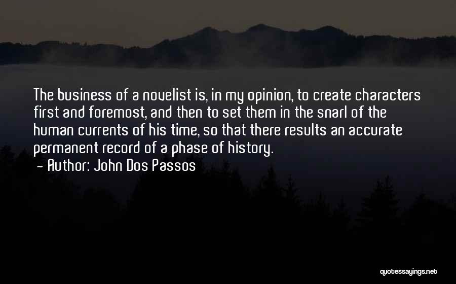 John Dos Passos Quotes: The Business Of A Novelist Is, In My Opinion, To Create Characters First And Foremost, And Then To Set Them