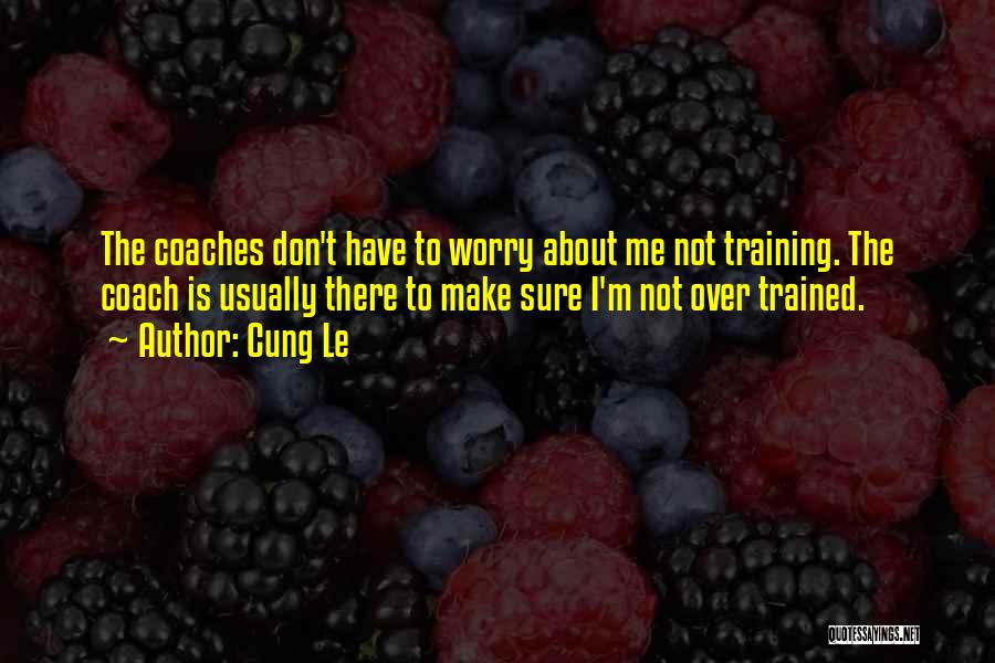 Cung Le Quotes: The Coaches Don't Have To Worry About Me Not Training. The Coach Is Usually There To Make Sure I'm Not