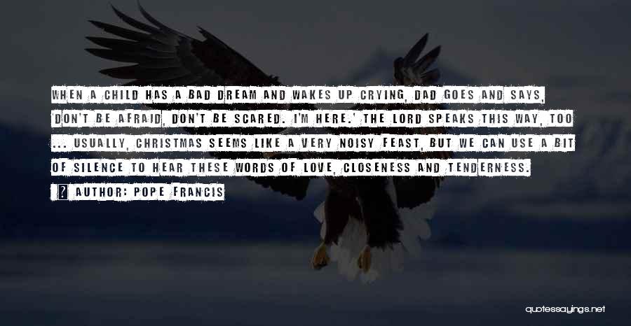 Pope Francis Quotes: When A Child Has A Bad Dream And Wakes Up Crying, Dad Goes And Says, 'don't Be Afraid, Don't Be