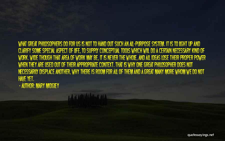 Mary Midgley Quotes: What Great Philosophers Do For Us Is Not To Hand Out Such An All-purpose System. It Is To Light Up