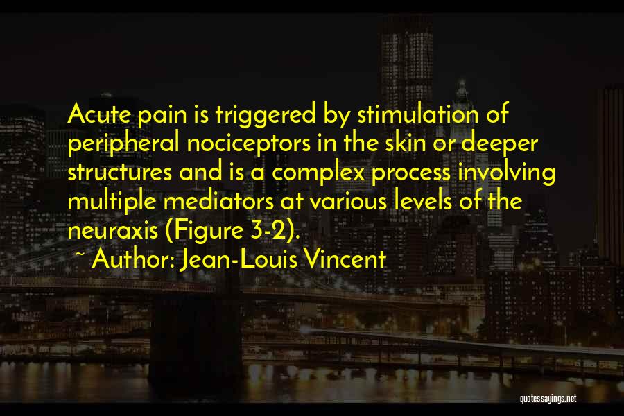 Jean-Louis Vincent Quotes: Acute Pain Is Triggered By Stimulation Of Peripheral Nociceptors In The Skin Or Deeper Structures And Is A Complex Process
